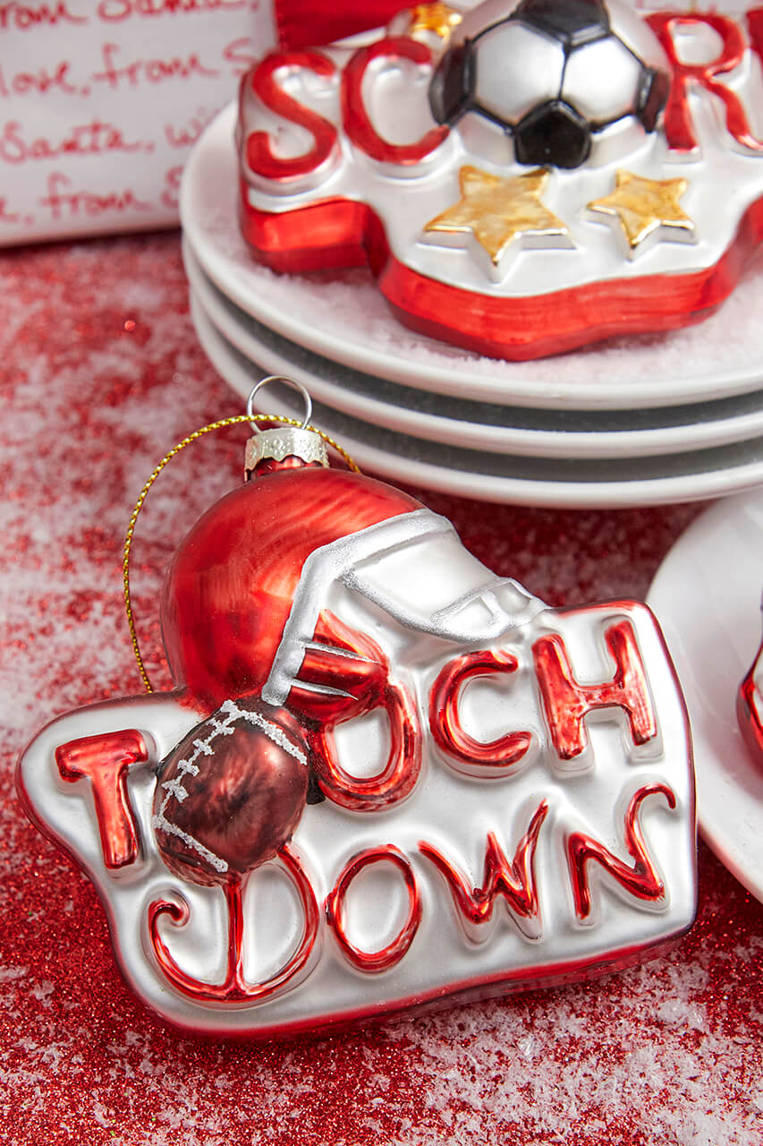 4” Sports Ball Glass Ornament - Football