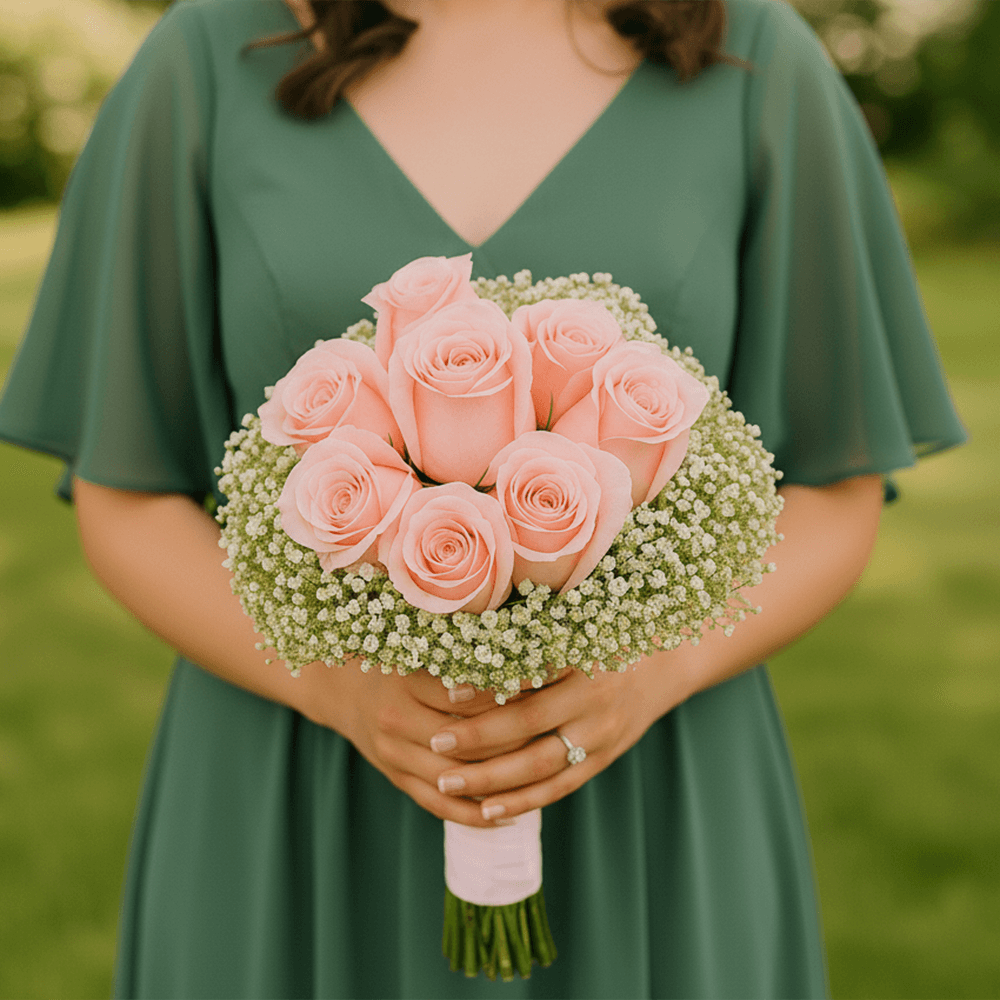 Light Pink Roses Bridesmaids Bouquets Fresh Wedding Flowers