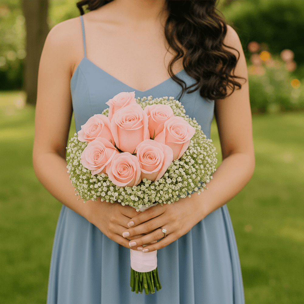 Light Pink Roses Bridesmaids Bouquets Fresh Wedding Flowers