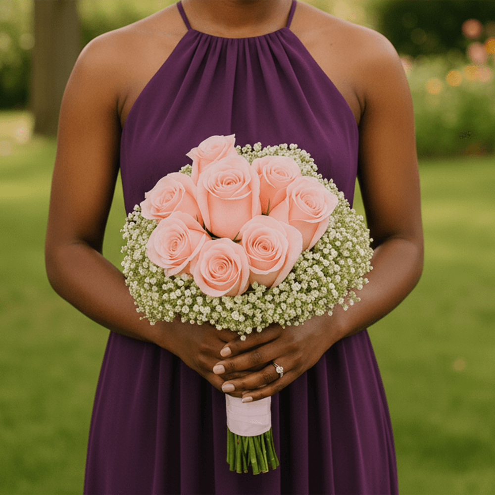 Light Pink Roses Bridesmaids Bouquets Fresh Wedding Flowers