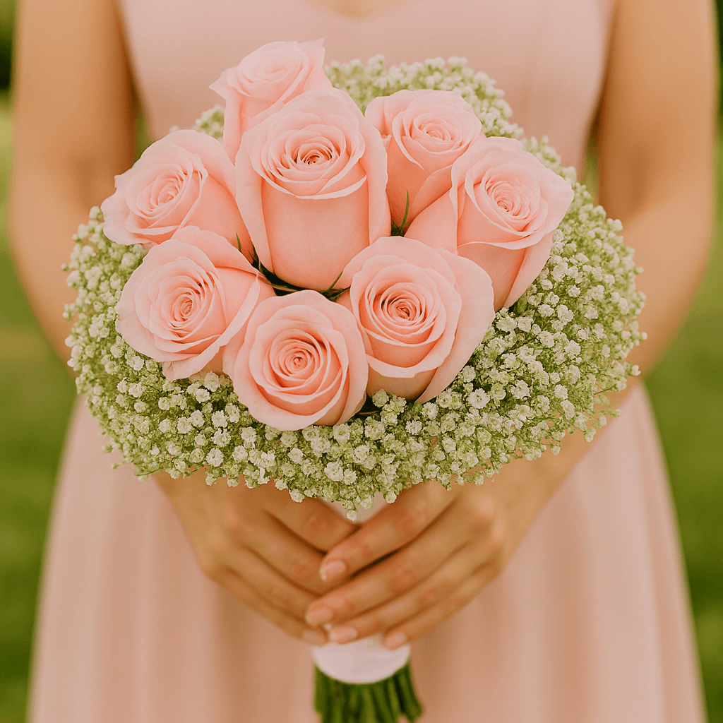 Light Pink Roses Bridesmaids Bouquets Fresh Wedding Flowers