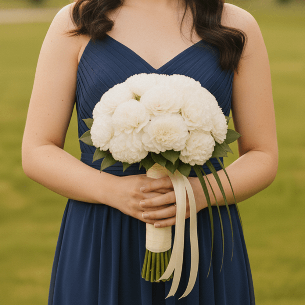 White Carnation Bridesmaids 6 Bouquets With 43 Stems Each Fresh Wedding Flowers