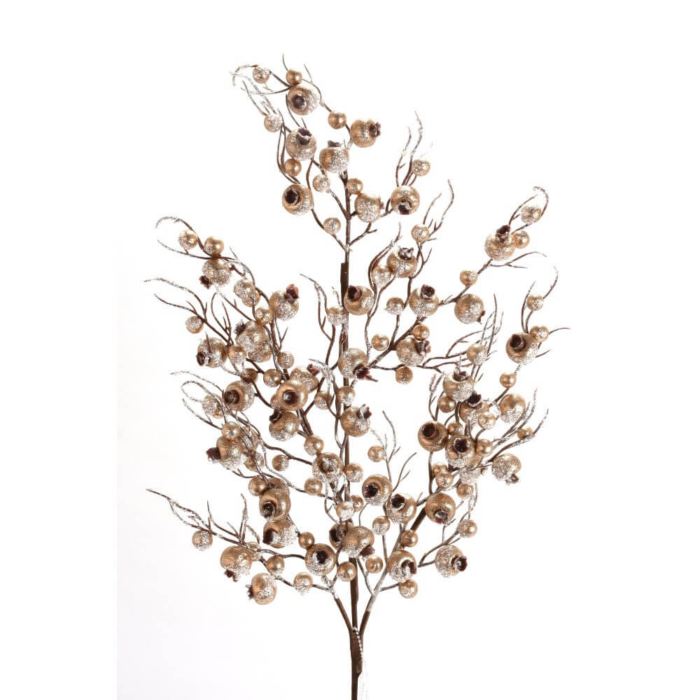 32” Frosted Iced Gold Crabapple Spray