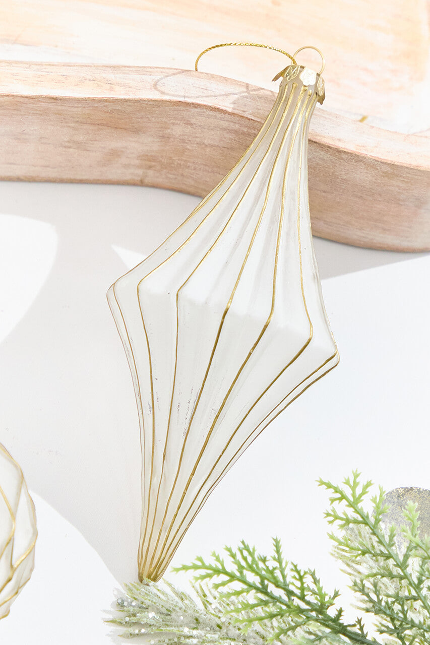 5.5" - 6.75" Gold & Frosted Glass Ornament