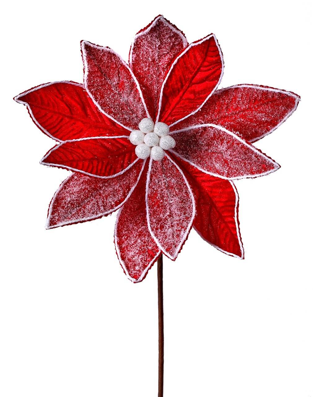 28” x 12" Frost Velvet Poinsettia Stem