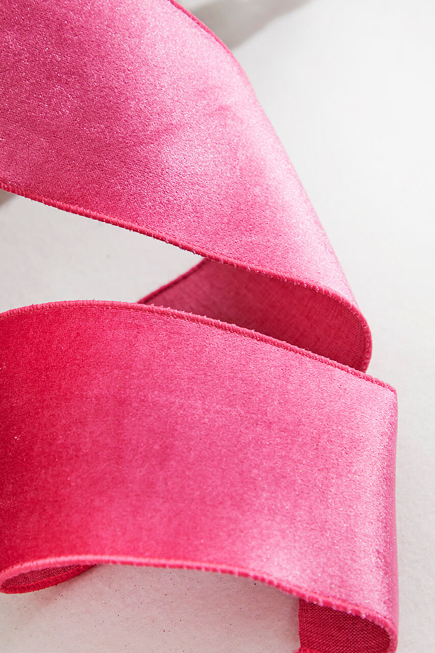 4" x 10 Yard Fuchsia Pink Velvet Wired Ribbon