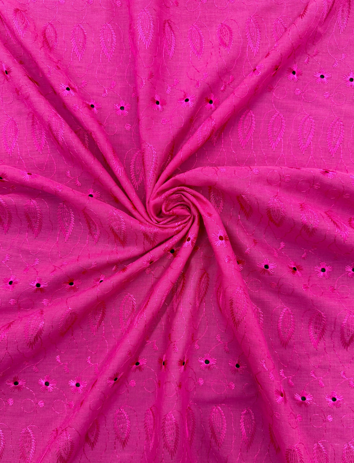 Fuchsia Medium Eyelet Polyester Cotton Fabric - Fuchsia, Small Eyelets, 41"-42" Width