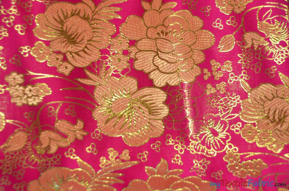 Oriental Metallic Flower Brocade Metallic Brocade Fabric - Metallic Flower, 58" Width (1 Yard)
