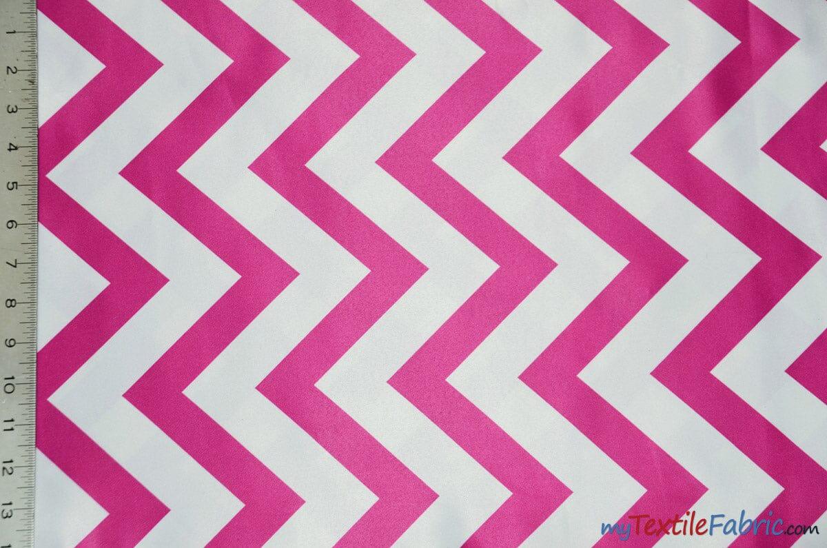Chevron Lamour Satin Polyester Fabric - Chevron Print, 58/60" Width, Multiple Colors (1 Yard)