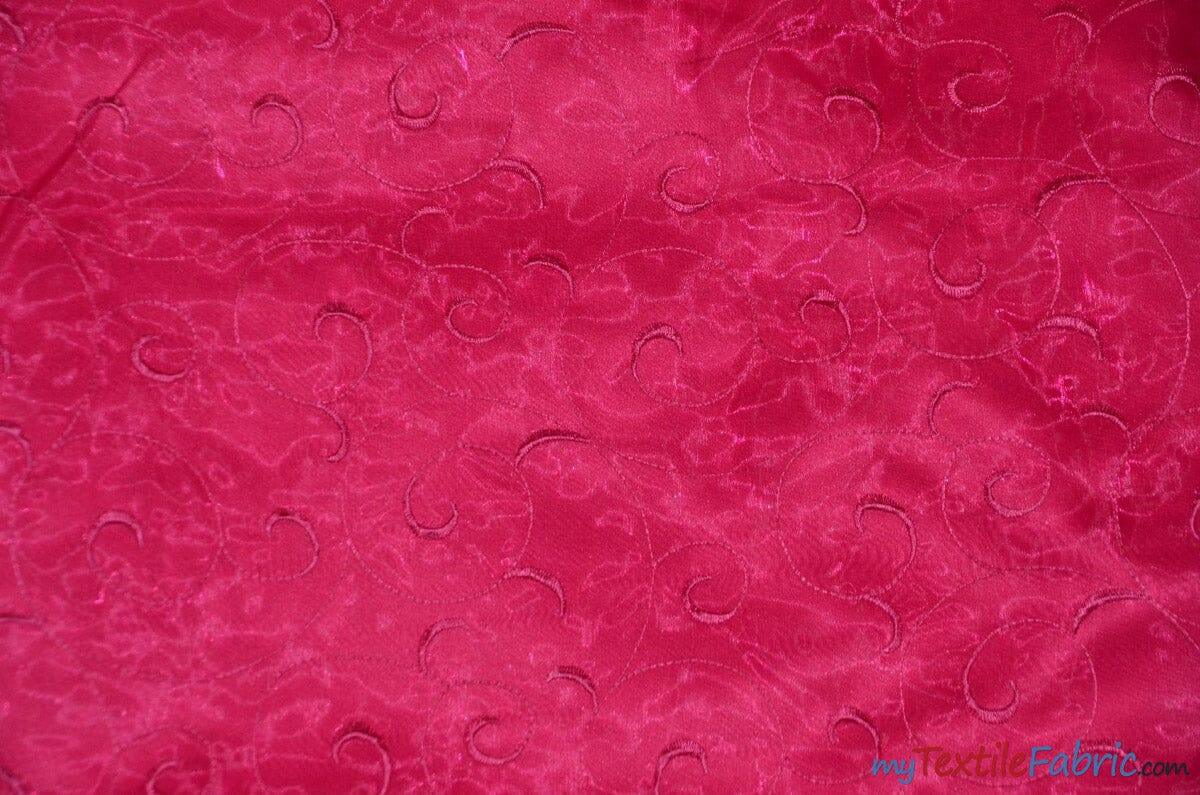 Swirl Organza Polyester Fabric - Embroidered Swirl Sheer, 52/54" Width, Multiple Colors (1 Yard)