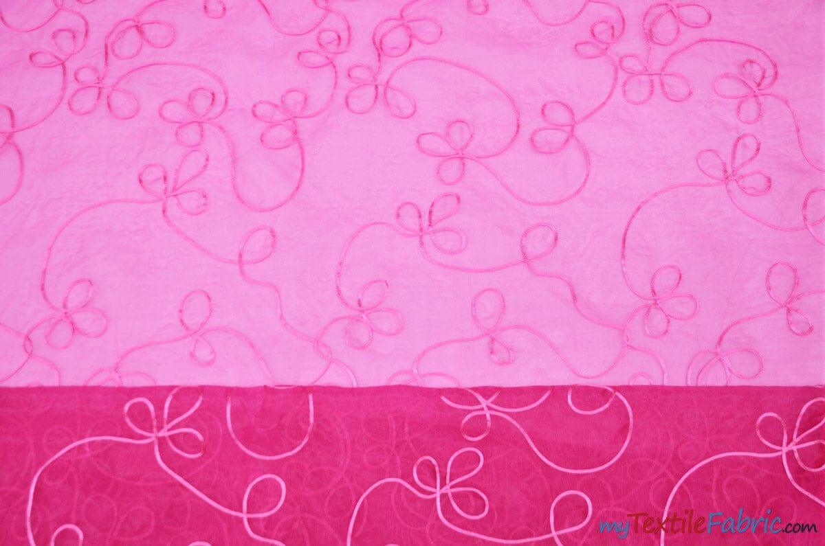 Fantasia Sheer Organza Embroidery Fabric - Embroidered Floral Sheer, 54" Width, Multiple Colors (1 Yard)