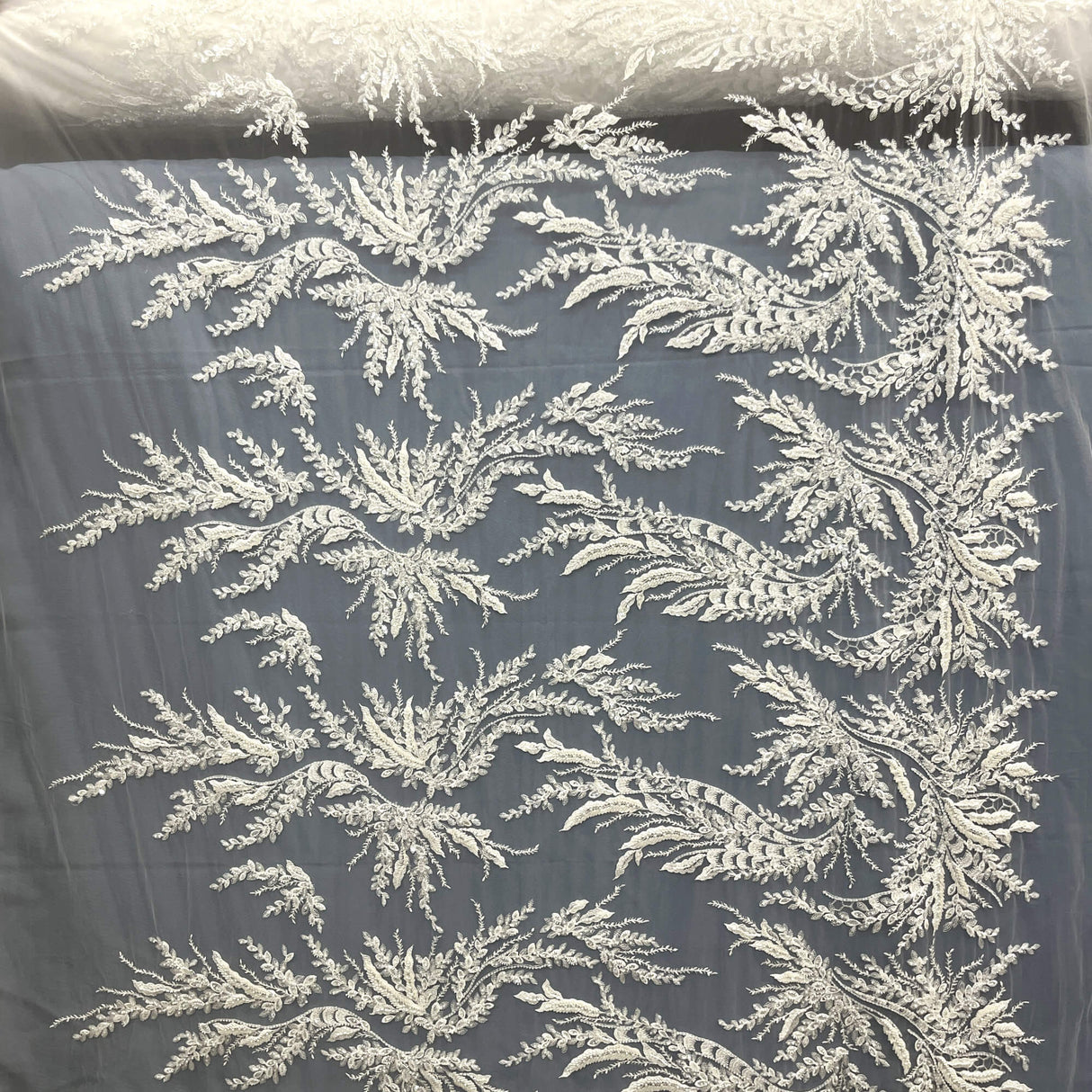 Embroidered Beaded Vine Leaf Lace