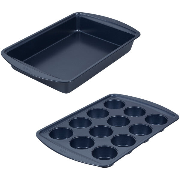 Wilton Diamond-Infused Non-Stick Navy Blue Baking Set – 7 Piece