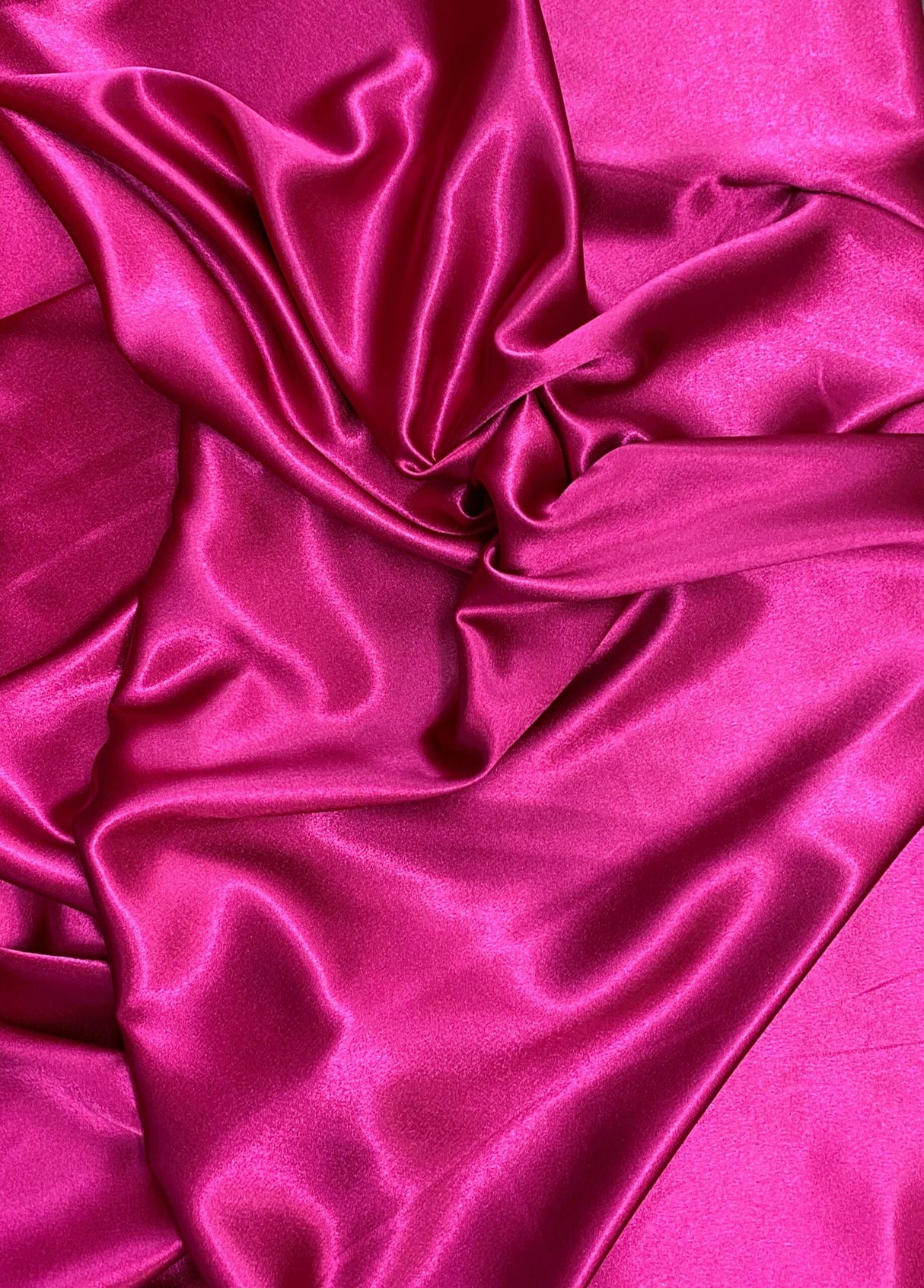 Crepe Satin Polyester Fabric - Fuchsia, Shiny, 58" Width (1 Yard)