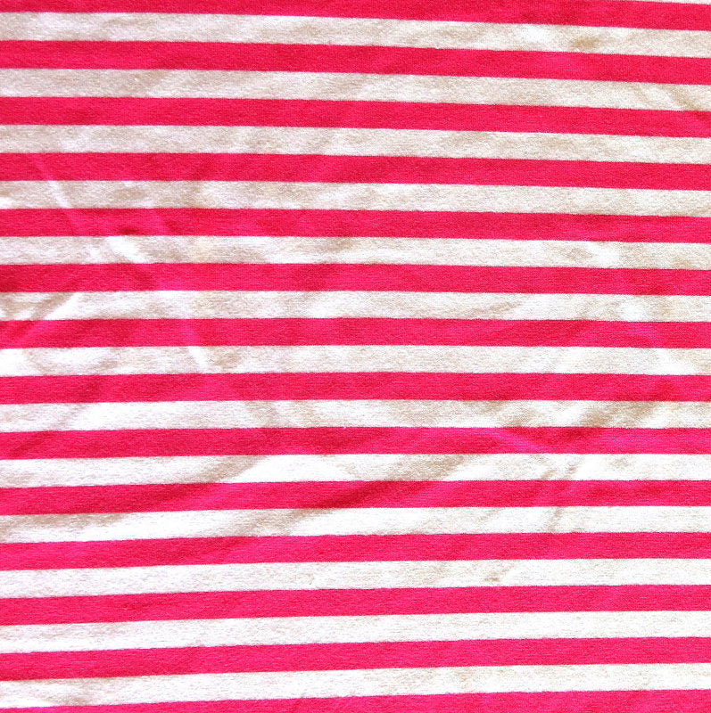 Cotton Lycra Knit Fuschia Pink and White 3/8" Stripe