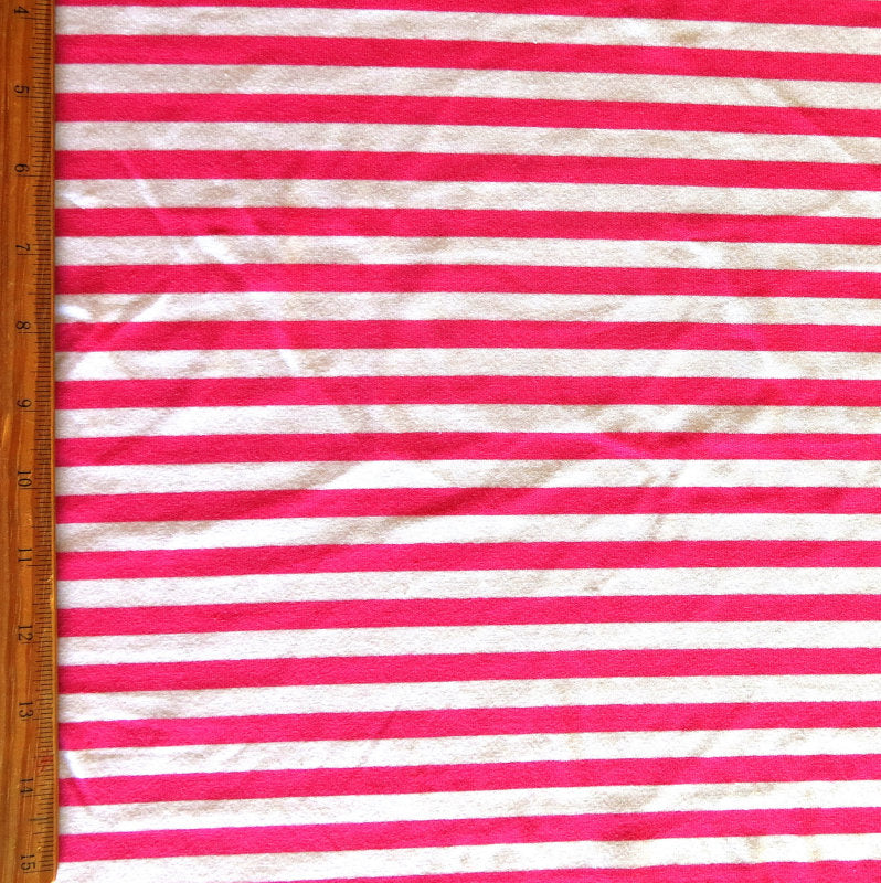 Cotton Lycra Knit Fuschia Pink and White 3/8" Stripe