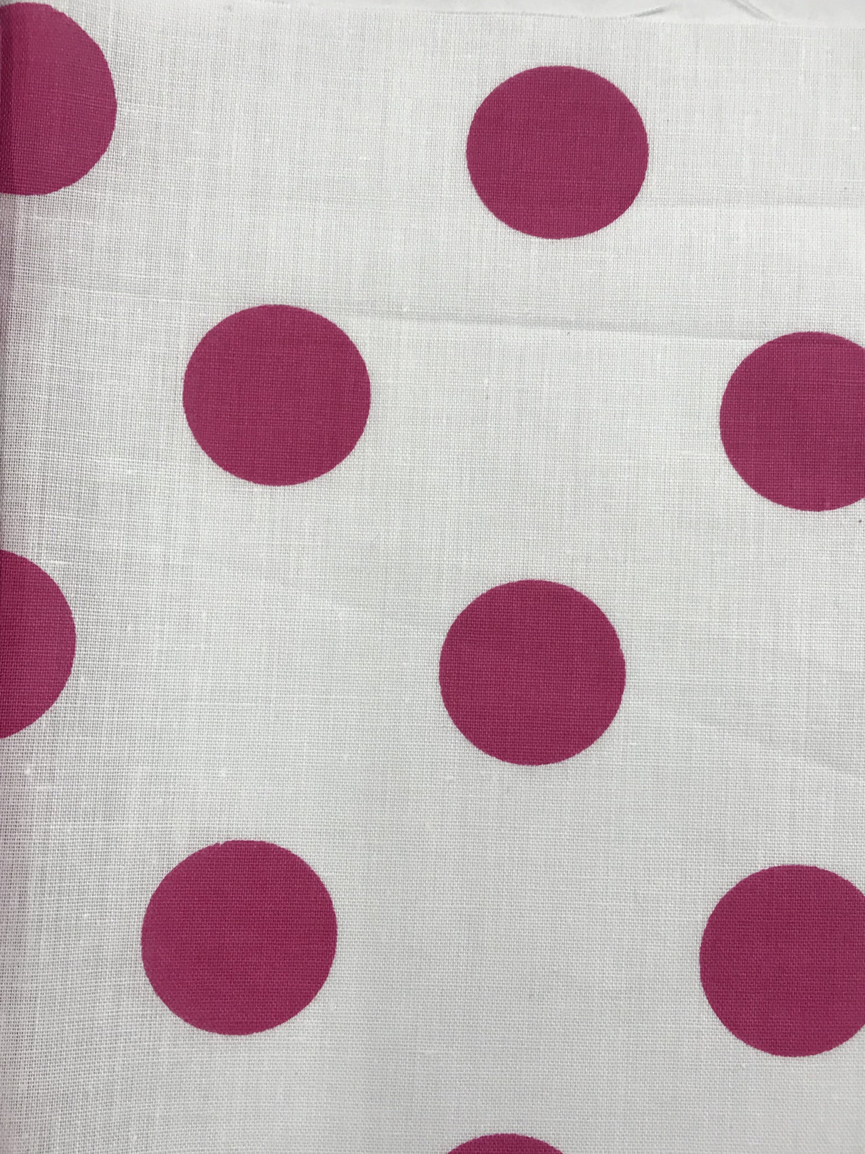 Fuchsia Dots White Poly Cotton Fabric - Fuchsia And White Big Polka Dots, 59/60" Width