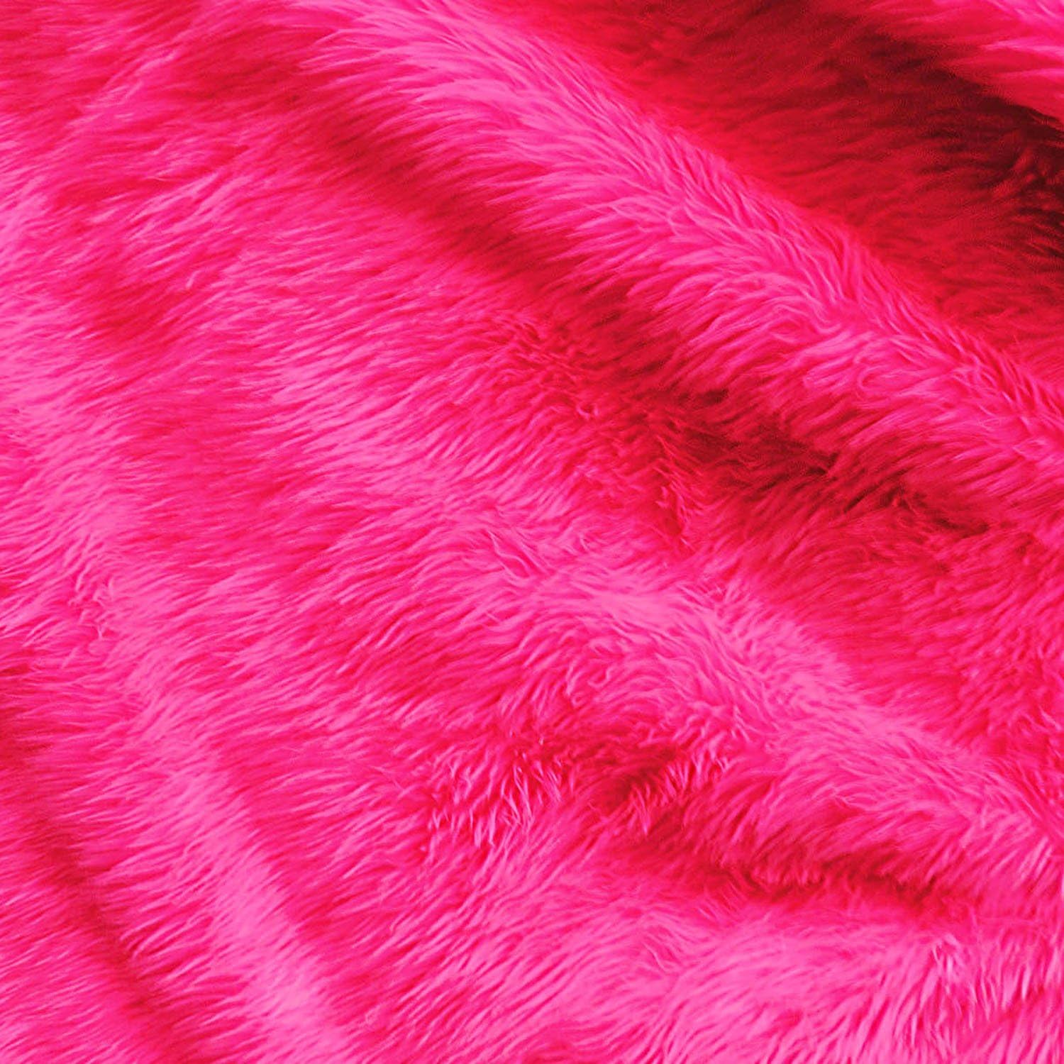 Fuchsia Faux Fur Fabric 1 Yard Luxury Shaggy Soft Decorative Craft Upholstery Home Décor