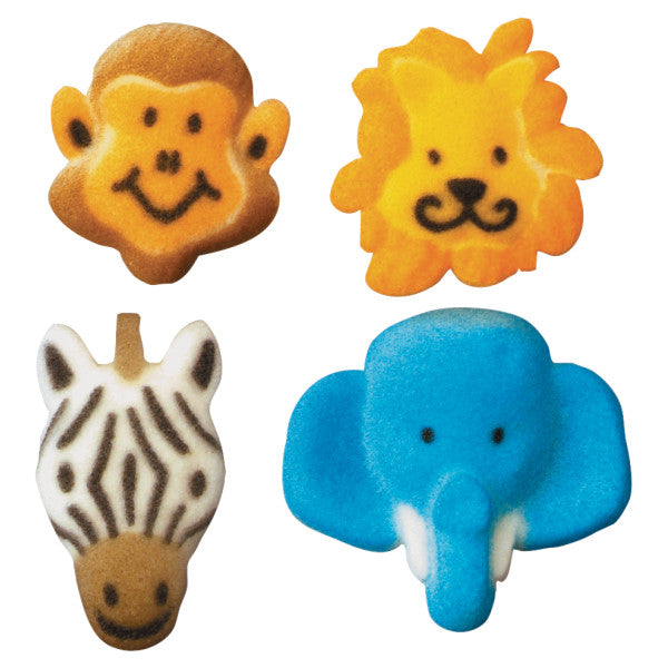 Jungle Animal Assortment Dec-Ons Sugar Edible Decorations 128 pieces