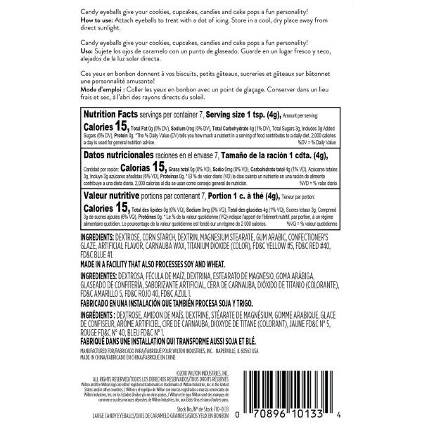 Wilton Large Edible Black and White Candy Eyeball Sprinkles, 1 oz.