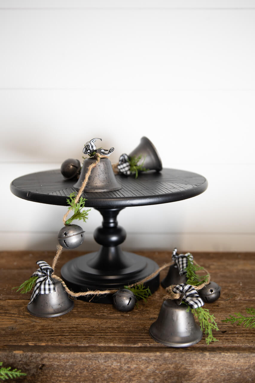 48” Galvanized Bells Garland with Country Check Bows