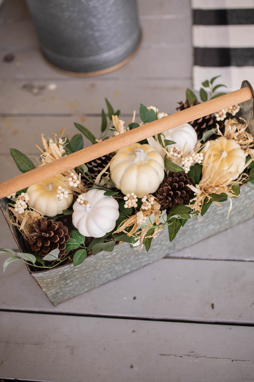 22” Metal Container with Harvest Arrangement