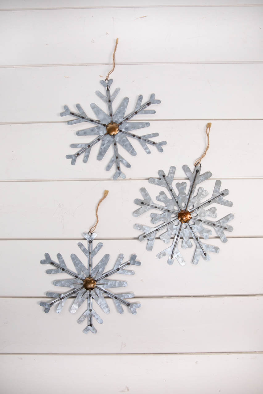 8” Galvanized Metal Snowflake Ornament