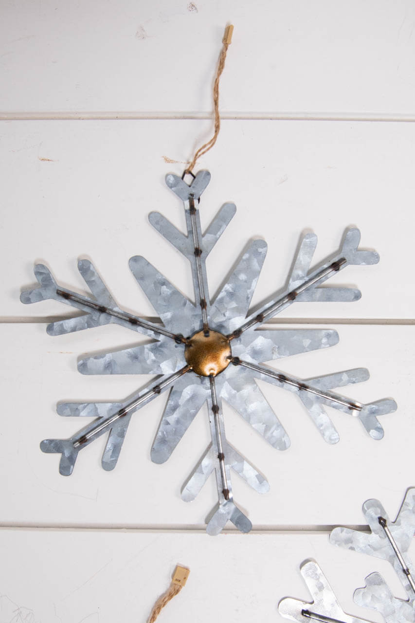 8” Galvanized Metal Snowflake Ornament