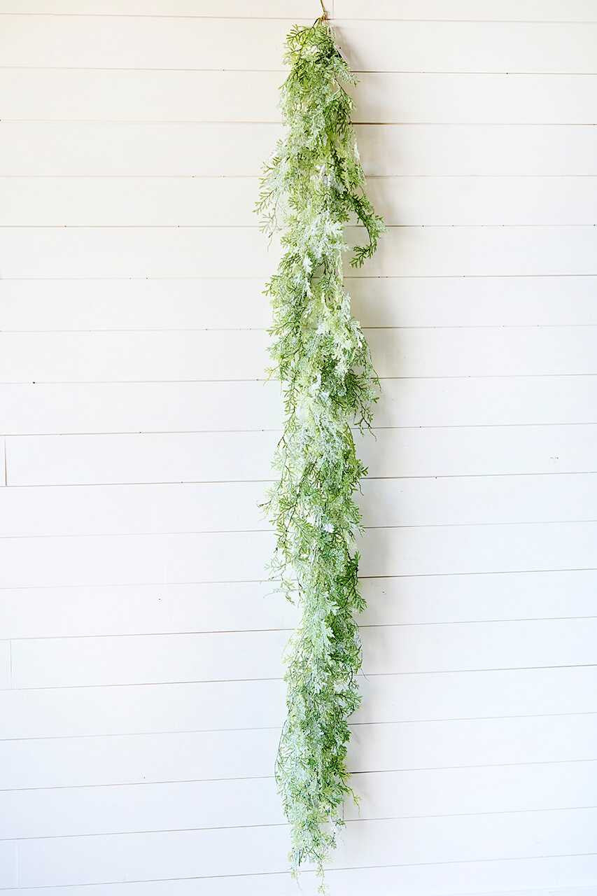 Frosted Fern Cone Garland 73 Inch Rustic Christmas Greenery Decoration