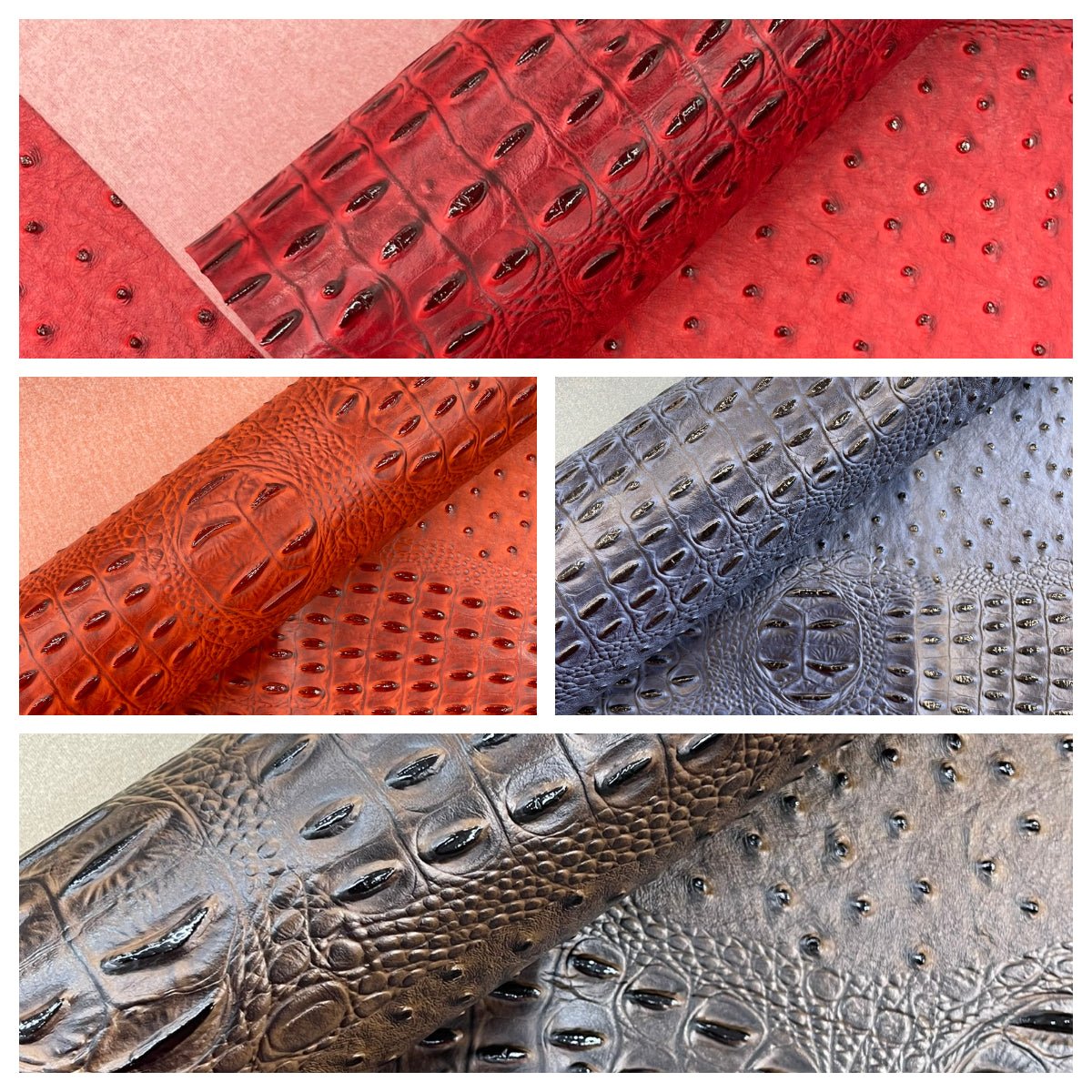 Gator Ostrich Embossed Vinyl Fabric - Embossed Crocodile Ostrich Texture, 54" Width (1 Yard)