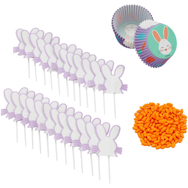 Wilton Easter Bunny and Carrot Cupcake Decorating Kit, 48-Piece Set