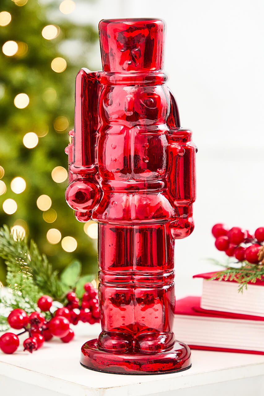 12" Red Glass Nutcracker