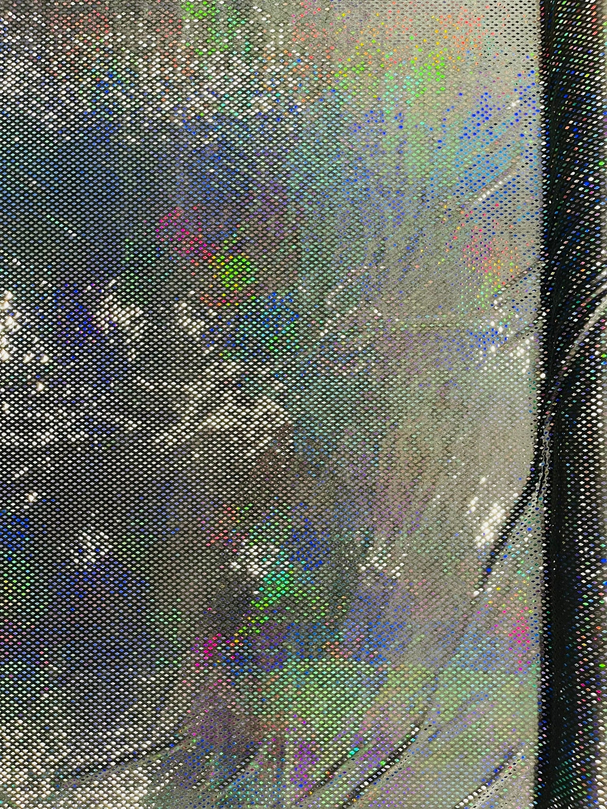 Geometric Foil Velvet Stretch Fabric - Black Iridescent, 58" Width (1 Yard)