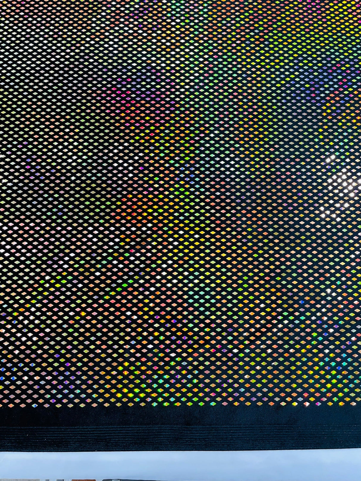 Geometric Foil Velvet Stretch Fabric - Black Iridescent, 58" Width (1 Yard)