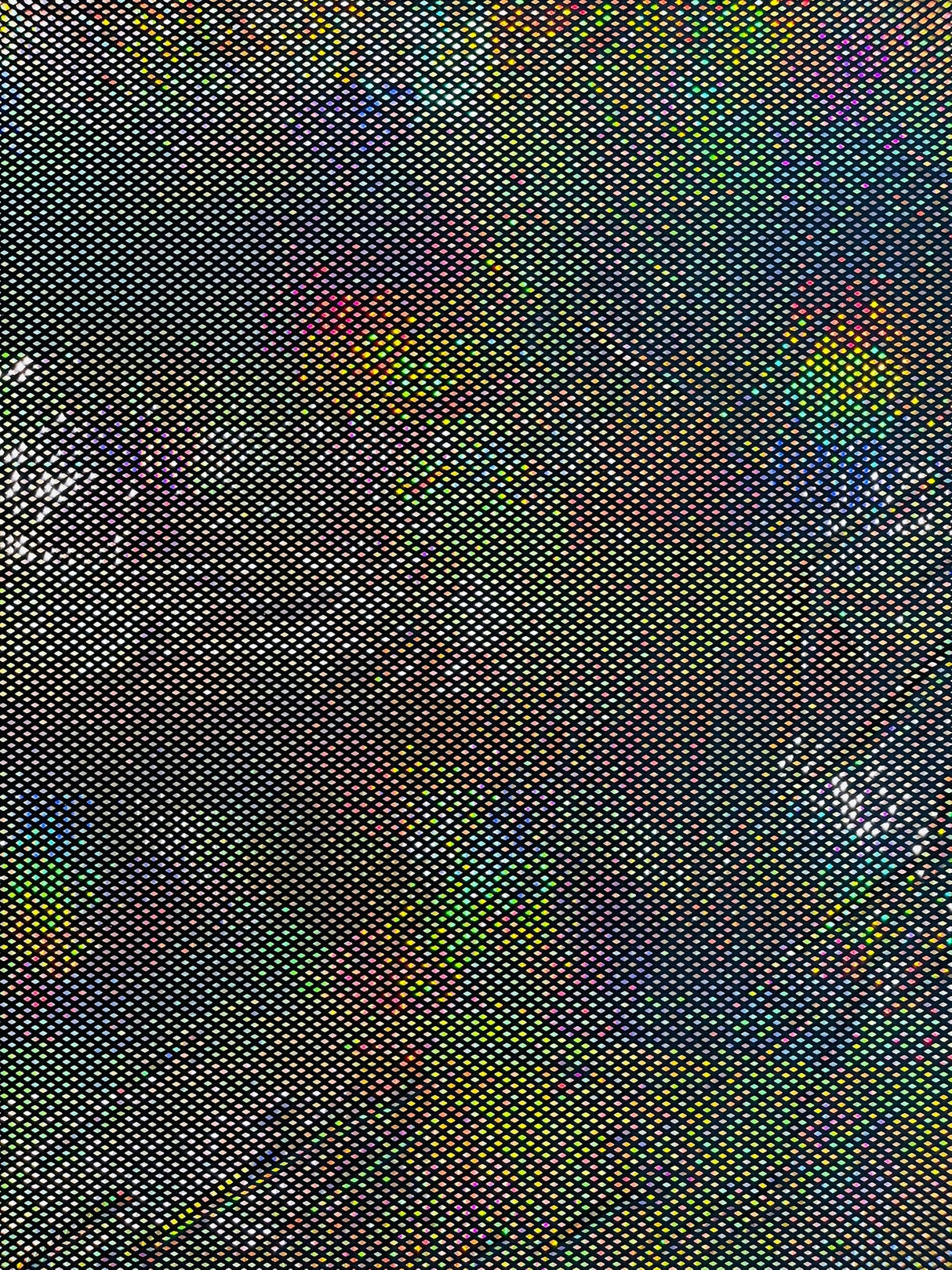 Geometric Foil Velvet Stretch Fabric - Black Iridescent, 58" Width (1 Yard)