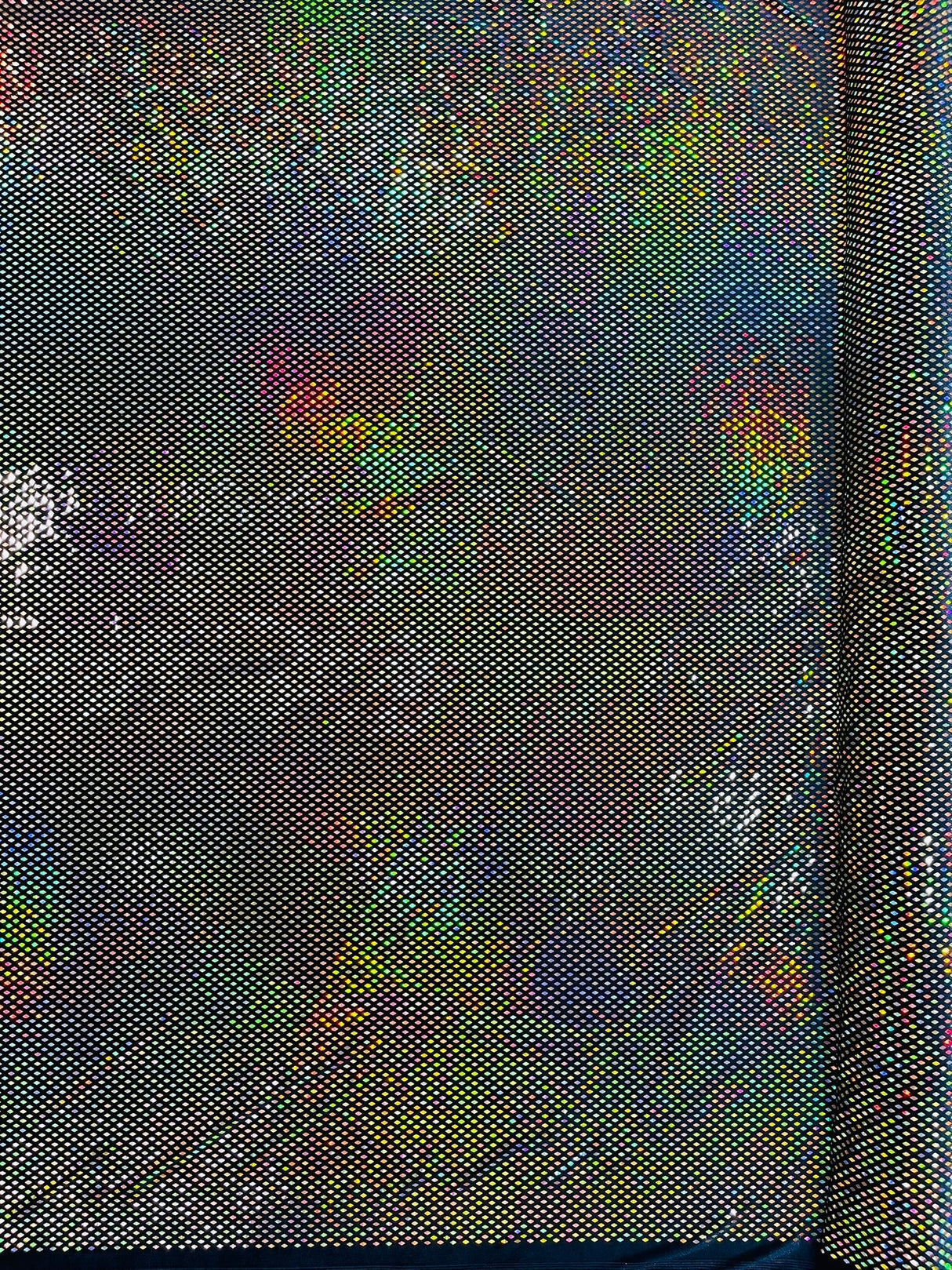 Geometric Foil Velvet Stretch Fabric - Black Iridescent, 58" Width (1 Yard)