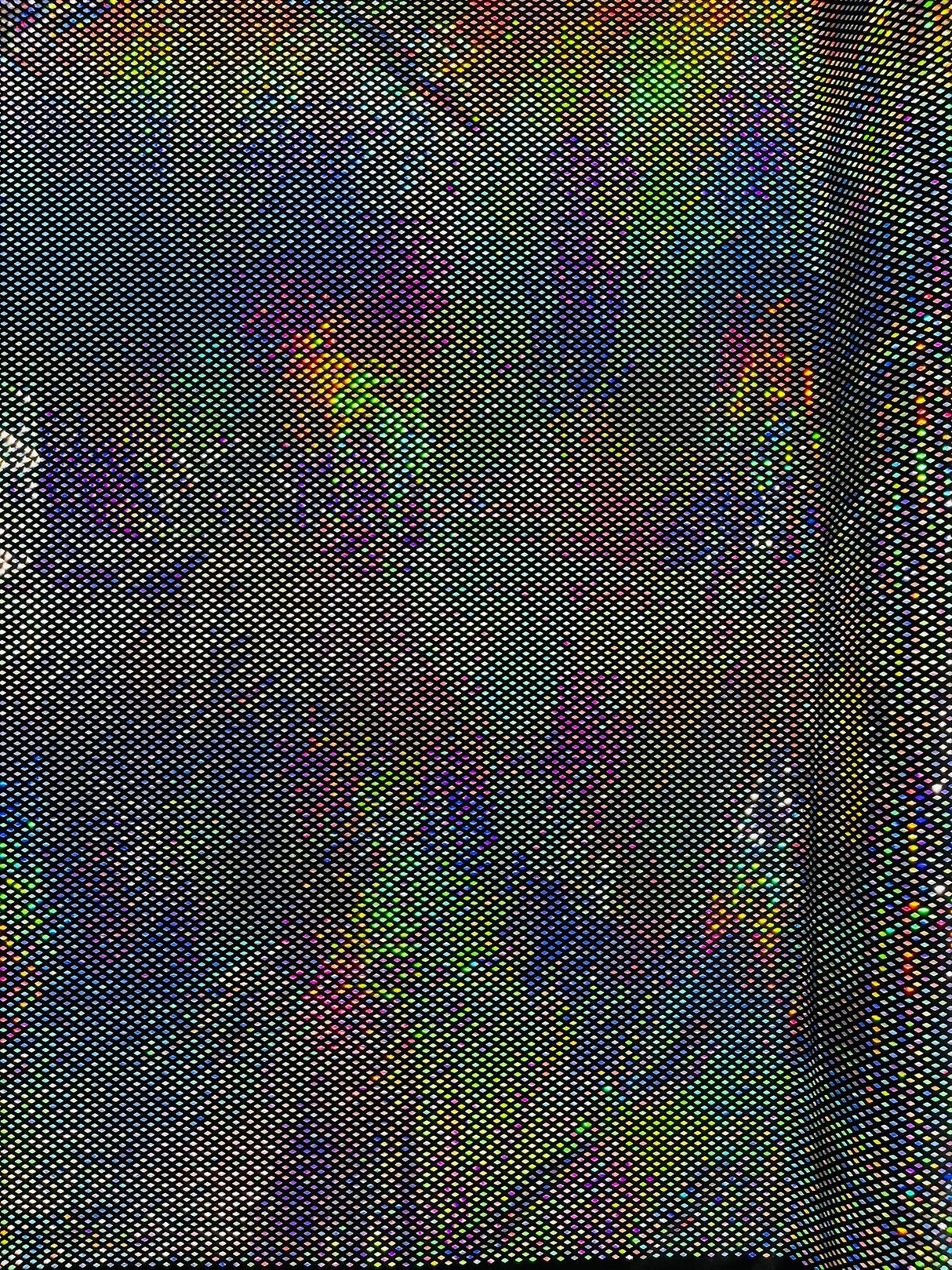 Geometric Foil Velvet Stretch Fabric - Black Iridescent, 58" Width (1 Yard)