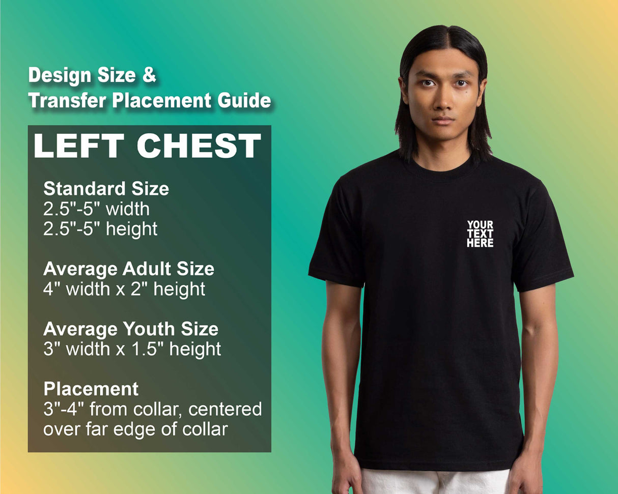 Pack: 12 Fast Custom T-Shirts – Add Your Image, Text, or Logo Front Print (Left Chest - Black)