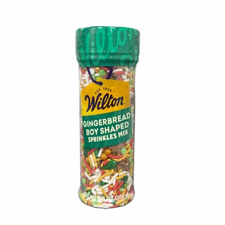 Wilton Gingerbread Boy Sprinkle Mix Christmas multi color and size pearl balls, 3.8