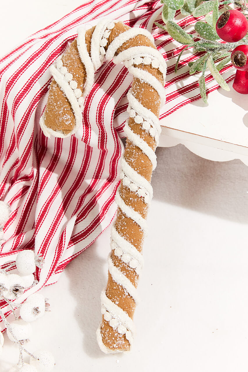 12" Gingerbread Candy Cane Ornament