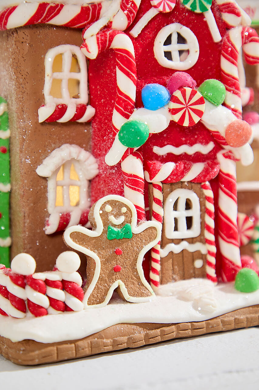 9 Inch Lighted Clay Dough Gingerbread Christmas House