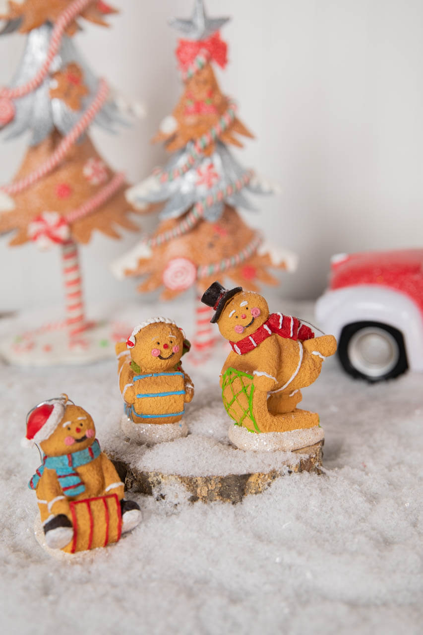 4” Resin Sledding Gingerbread Man Ornament