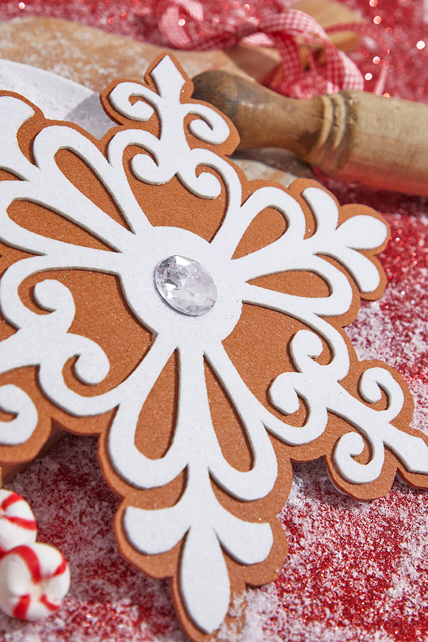 9” Gingerbread White Snowflake Ornament