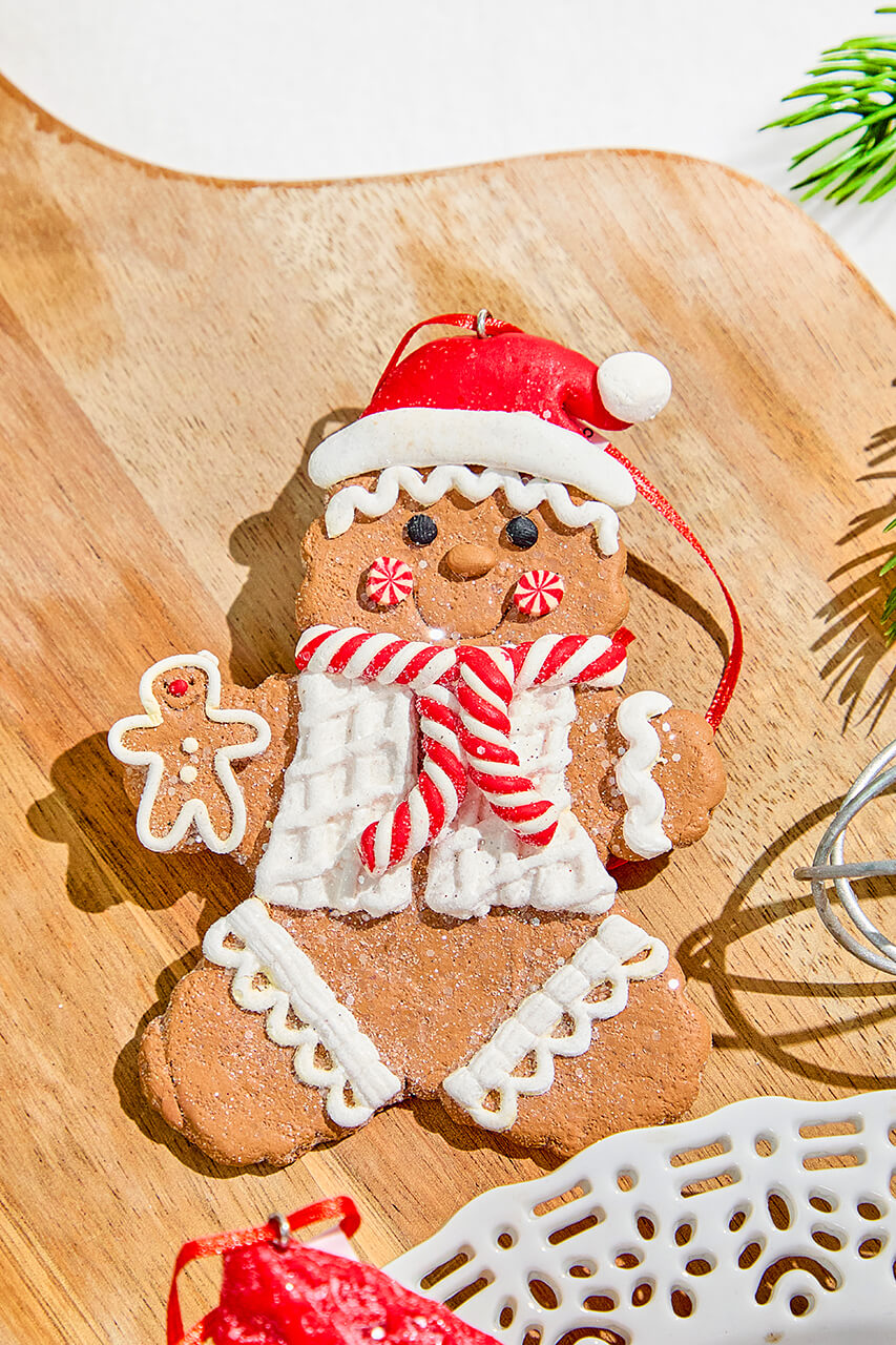 5" Gingerbread with Santa Hat Ornament