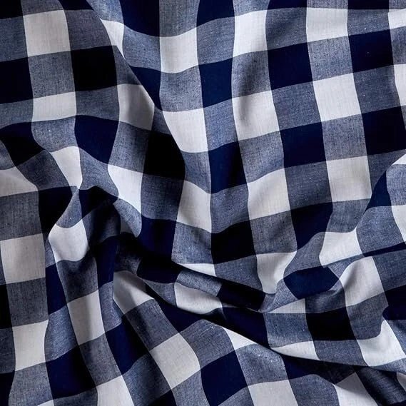 Gingham 1 Inch Checkered Poly Cotton Fabric - Checkered Pattern, 58" Width (1 Yard)