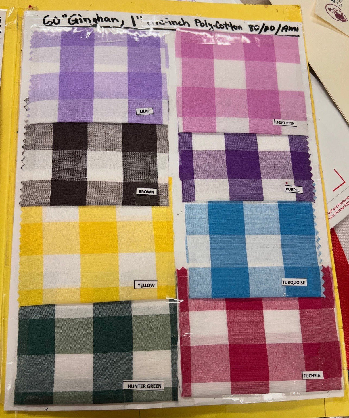 Gingham 1 Inch Checkered Poly Cotton Fabric - Checkered Pattern, 58" Width (1 Yard)