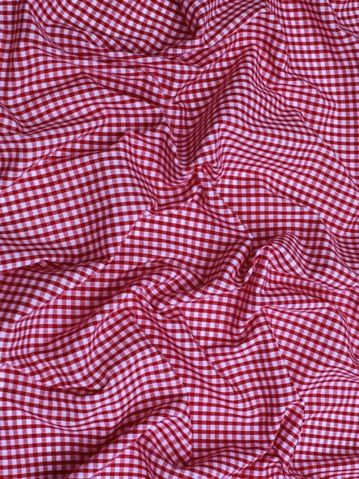Suave 1/8" Gingham Check Shirting Poplin Polyester Cotton Fabric - Gingham Checkered, 57/58" Width (1 Yard)