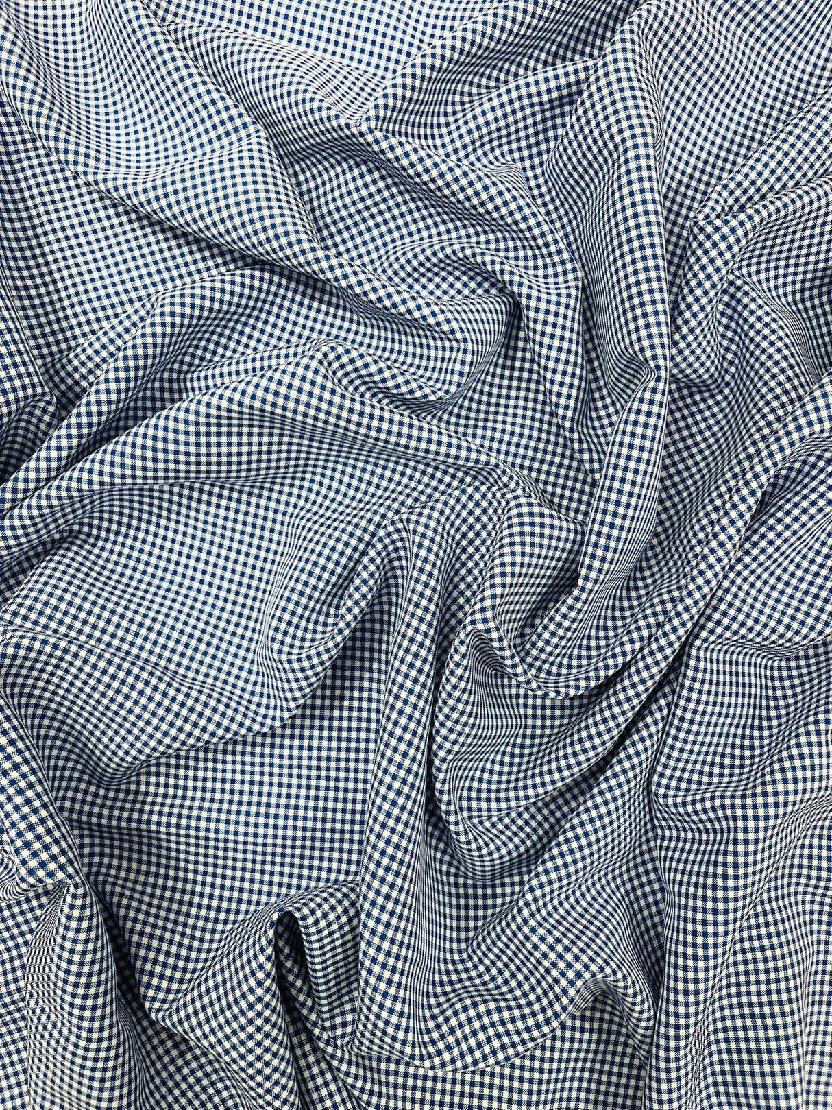 Gingham 1/8 Squares Polyester Poplin Fabric - Checkered Gingham, 60" Width (1 Yard)