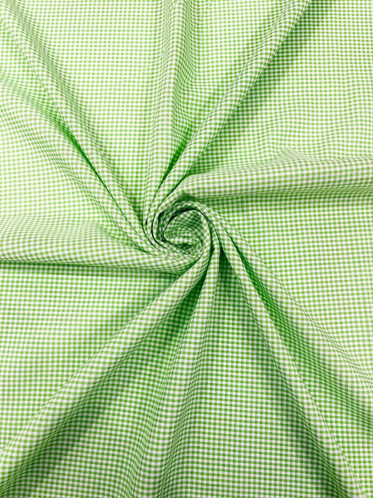 Gingham 1/8 Squares Polyester Poplin Fabric - Checkered Gingham, 60" Width (1 Yard)