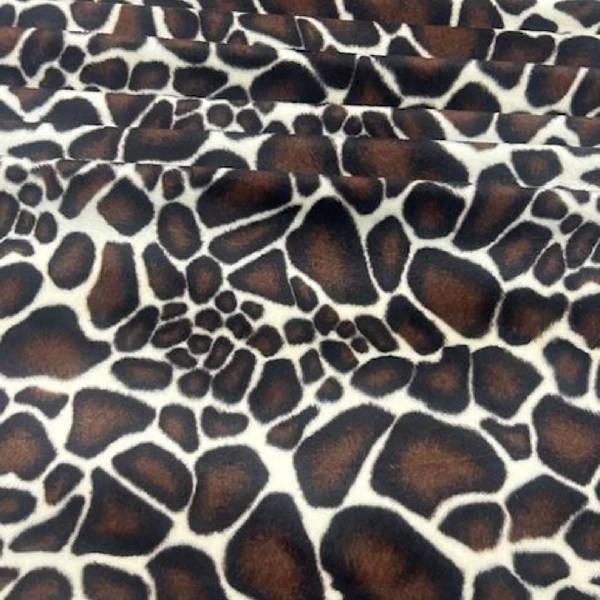 Giraffe Print Velboa Faux Fur Fabric - Brown And Cream Giraffe Print, 58/60" Width